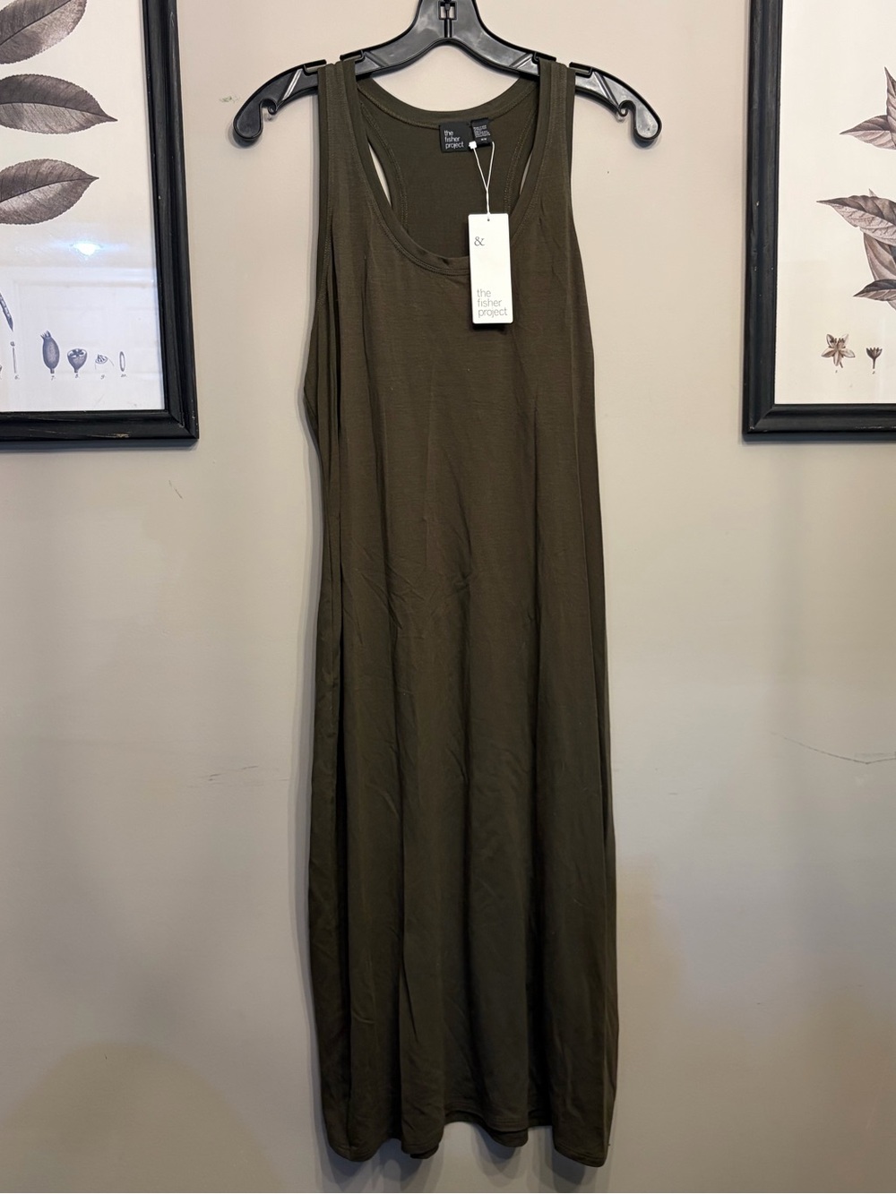 NWT The Fisher Project Olive Green Sleeveless Racerback Midi Dress Size M